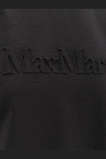 Black max mara logo embroidered on dark wool fabric of max mara women’s peter wool shirt black