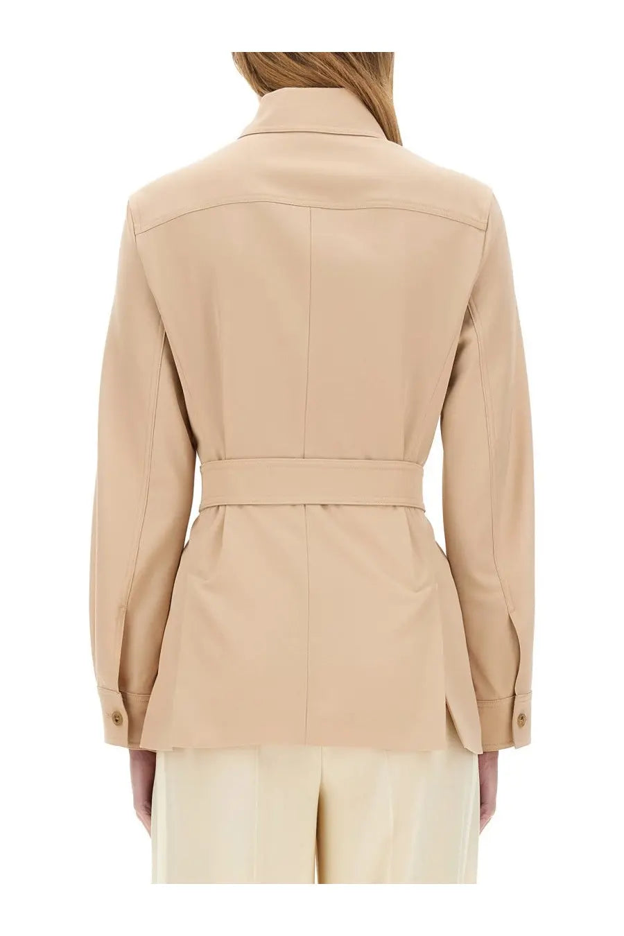 Max Mara women’s Pulvinus jacket beige belted blazer with structured shoulders and tailored fit