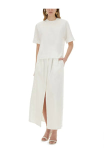 White minimalist short-sleeved top with high neckline and relaxed fit from max mara womens shirt estella white collection