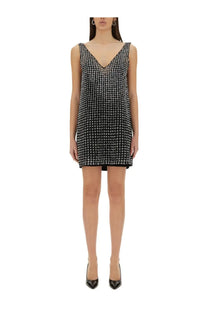 Black and silver beaded mini dress with v-neckline by max mara women’s short dress rita black