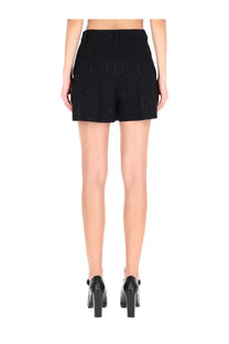 Max mara women’s black pleated shorts with subtle shimmering texture perfect for stylish casual wear