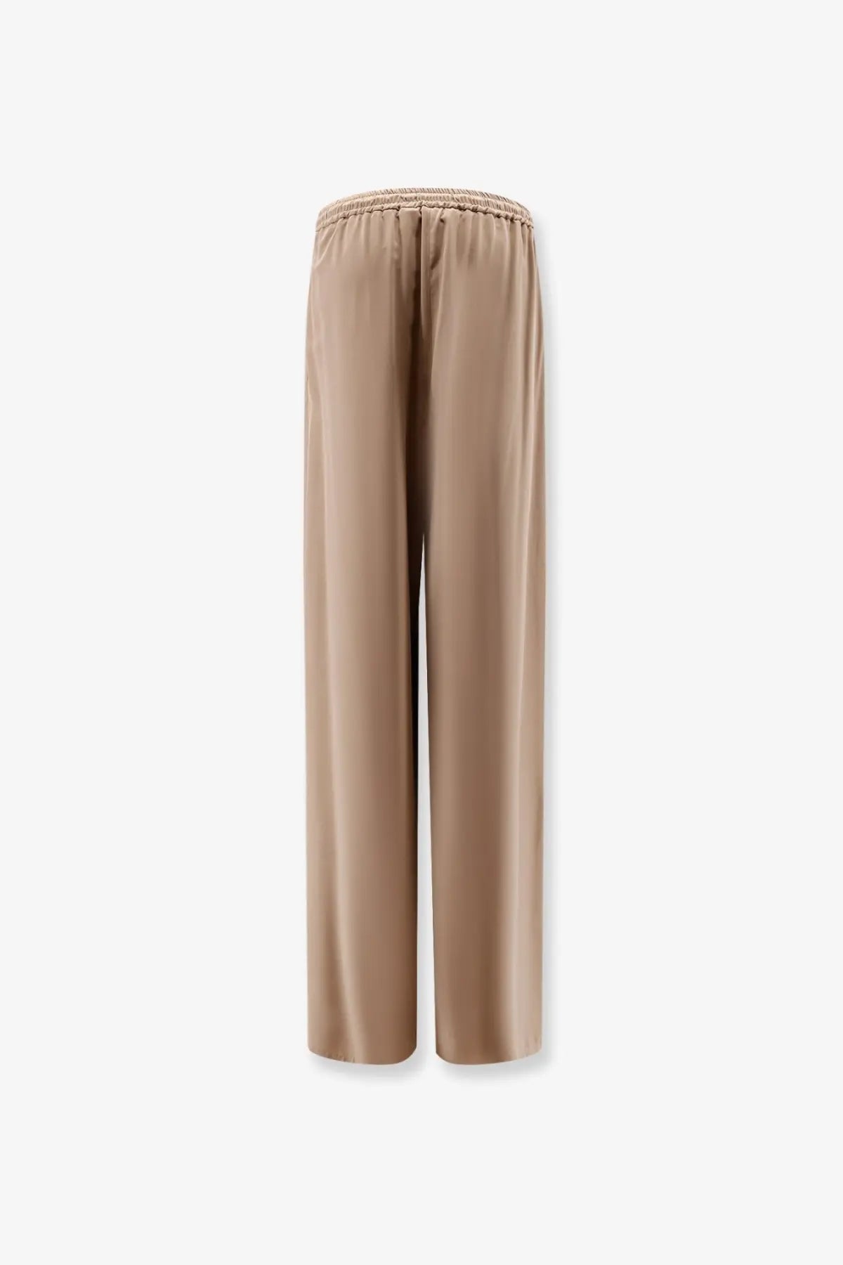Beige satin wide-leg silk trousers with elastic waistband from max mara womens collection