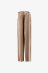 Beige satin wide-leg silk trousers with elastic waistband from max mara womens collection