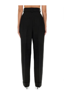 Max mara women’s street piano pants black high-waisted tailored fit trousers with rolled cuffs
