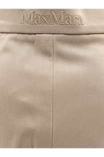 Beige max mara trousers with subtle embroidered branding at waistband stretch cotton for comfortable wear
