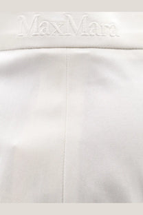 White max mara tobacco stretch cotton shorts featuring subtle embroidered branding at the waistband