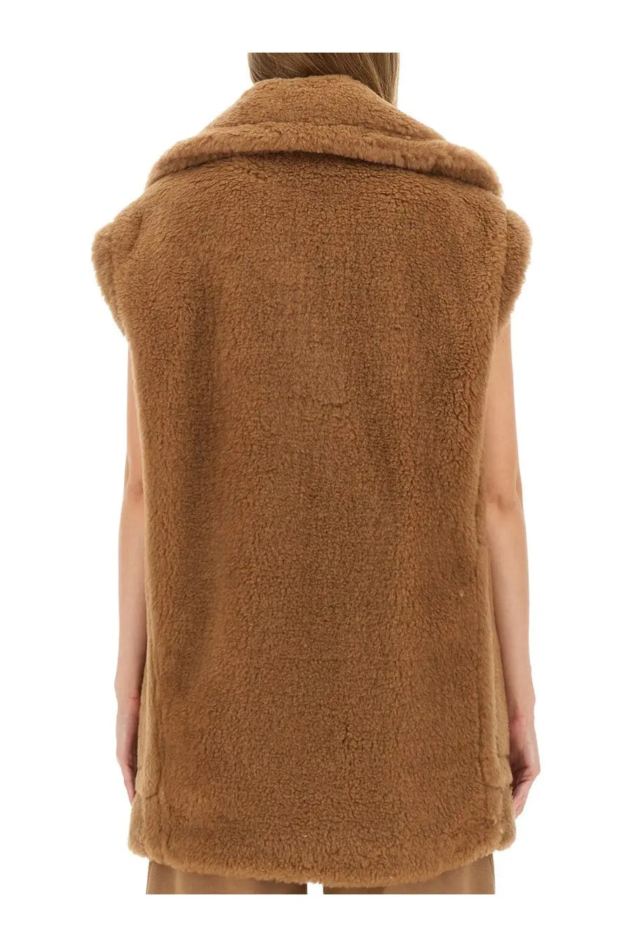 Max Mara women’s teddy bear vest Breda1234 beige tan faux fur sleeveless with plush textured surface and cozy collar