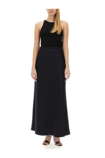 Max Mara women’s top Alfeo black sleeveless high-neck maxi dress with smooth flowing fabric and fitted waistband