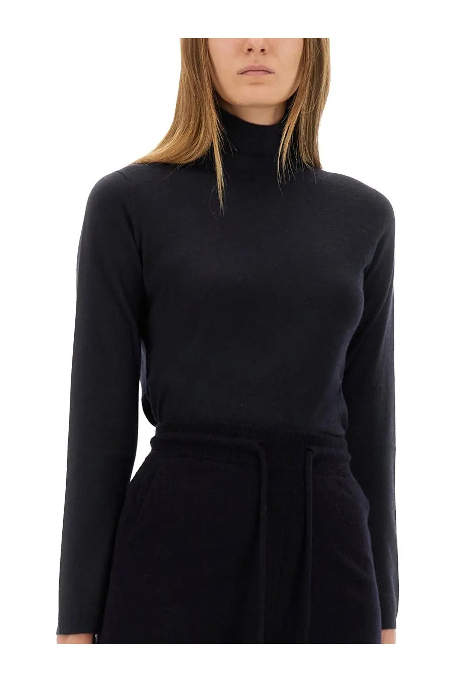 Black high-neck long-sleeved knit top from Max Mara women’s turtleneck sweater Meana Blue collection