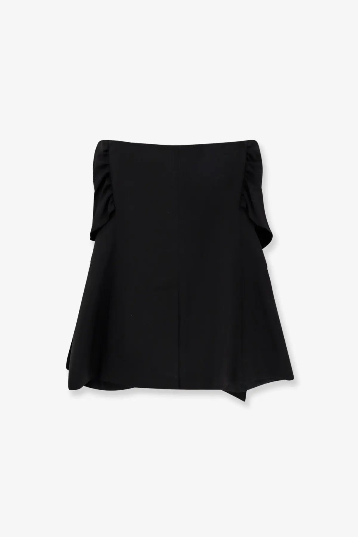 Black off-the-shoulder virgin wool mini skirt with ruffled sleeves and flared hem from max mara women’s veruska collection