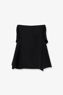 Black off-the-shoulder virgin wool mini skirt with ruffled sleeves and flared hem from max mara women’s veruska collection