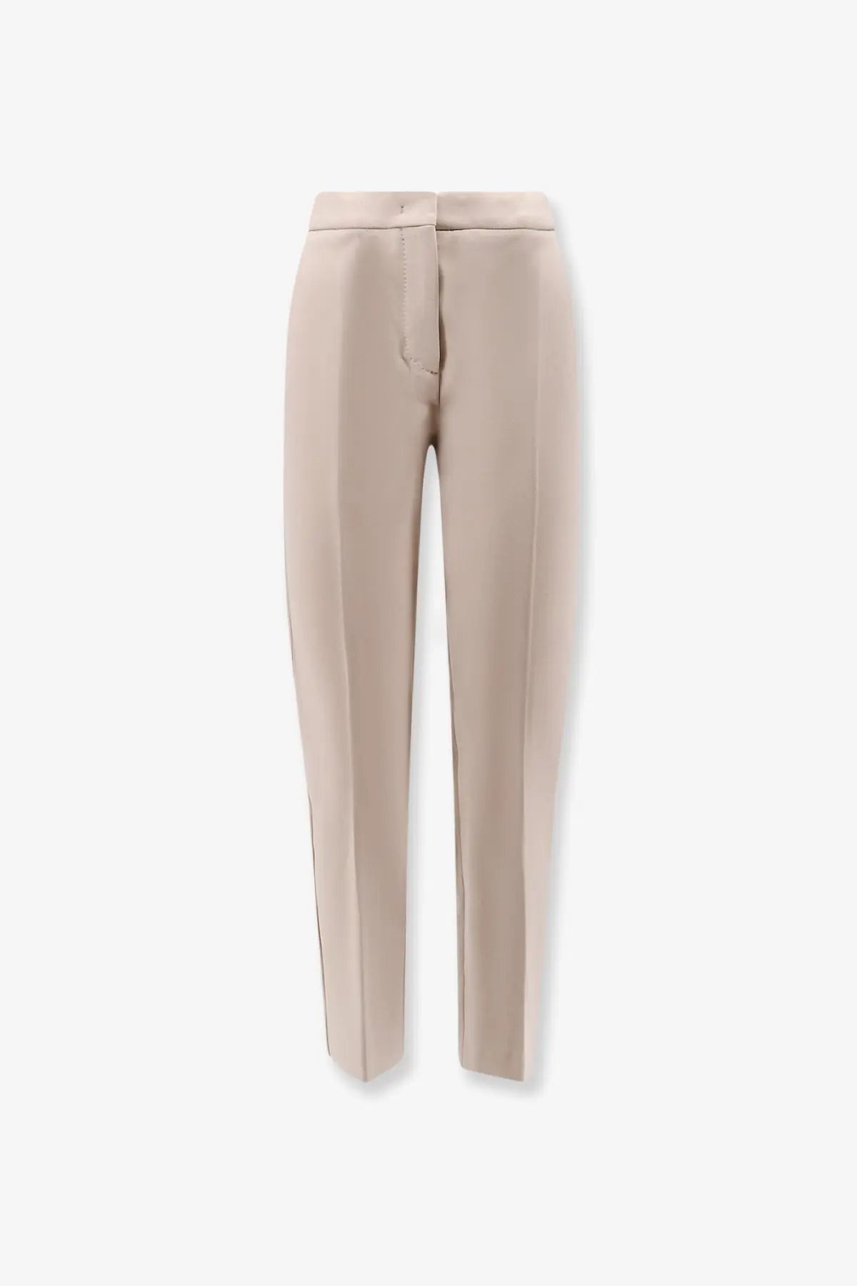 Beige high-waisted Max Mara women’s viscose blend pegno trousers with a sleek straight-leg cut and subtle front pleats