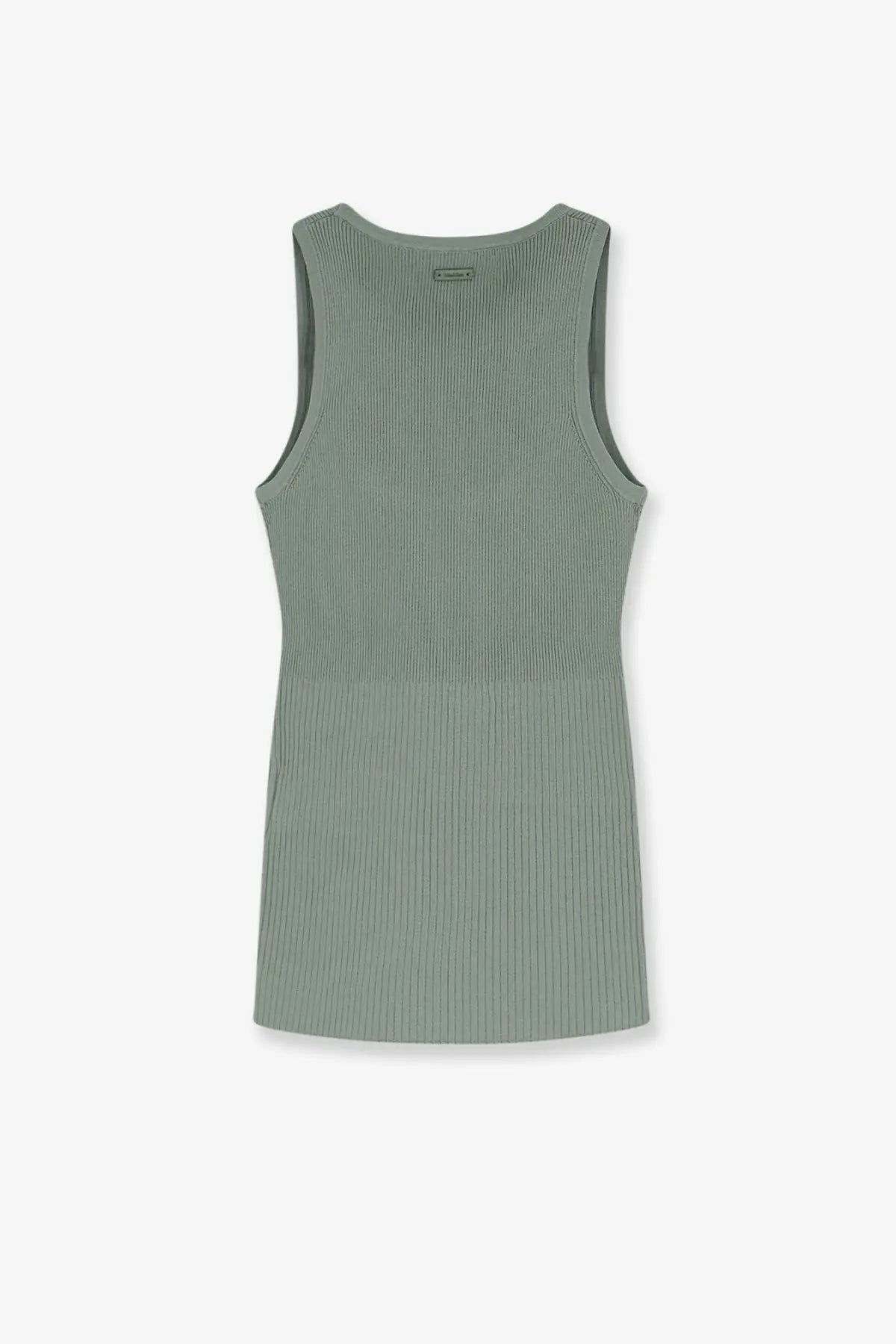 Max Mara women’s olive-green ribbed sleeveless tank top made of viscose blend with rounded neckline and tailored fit