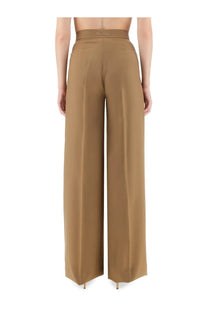 Max Mara women’s wide pants Fernet beige in tan tailored high waist wide-leg trousers perfect for stylish wear