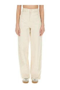 Max Mara women’s wide pants in cream high-waisted wide-leg trousers with a clean minimalist design