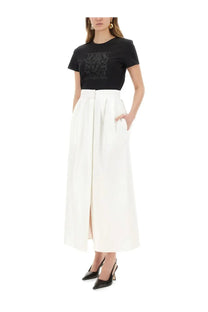 Max Mara women’s young black short-sleeved cotton t-shirt with a subtle embroidered logo on the chest