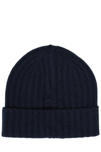 Navy blue ribbed knit beanie with folded cuff for men by Mc2 Saint Barth called Berretto Wengen Con Blue