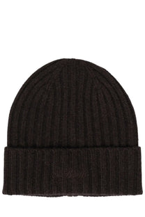 Mc2 Saint Barth men’s berretto Wengen con brown black ribbed knit beanie with folded cuff and subtle embroidered logo