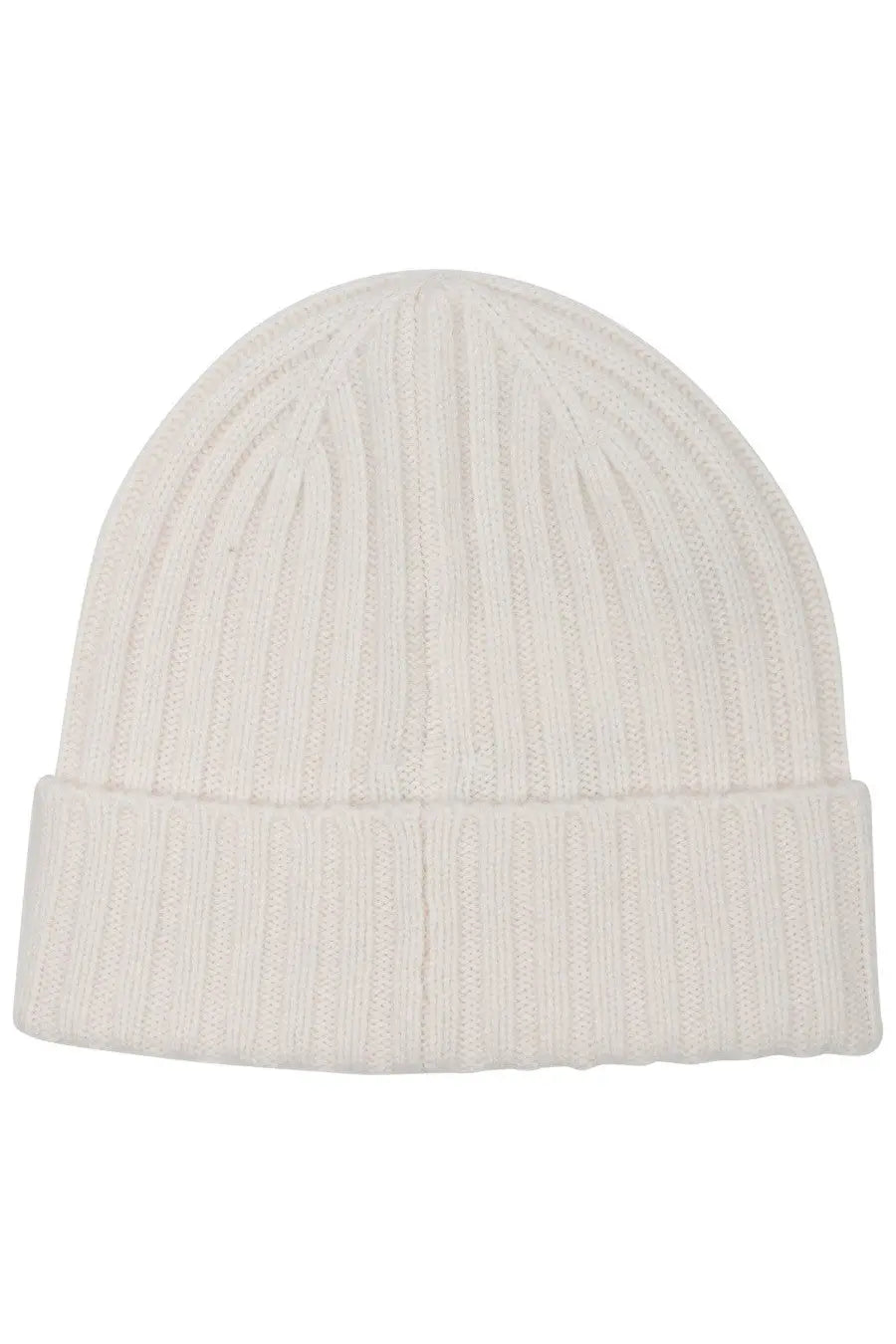 Cream-colored ribbed knit beanie with folded cuff from mc2 saint barth men’s berretto wengen con white collection