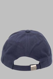 Navy blue cotton baseball cap with a silver metal mc2 saint martin logo tag men’s cappello da baseball con blue