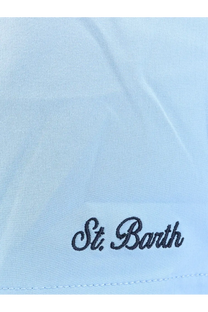 Light blue fabric detail with black embroidered st on m c 2 saint barth men’s comfort recycled nylon swim boxer shorts black