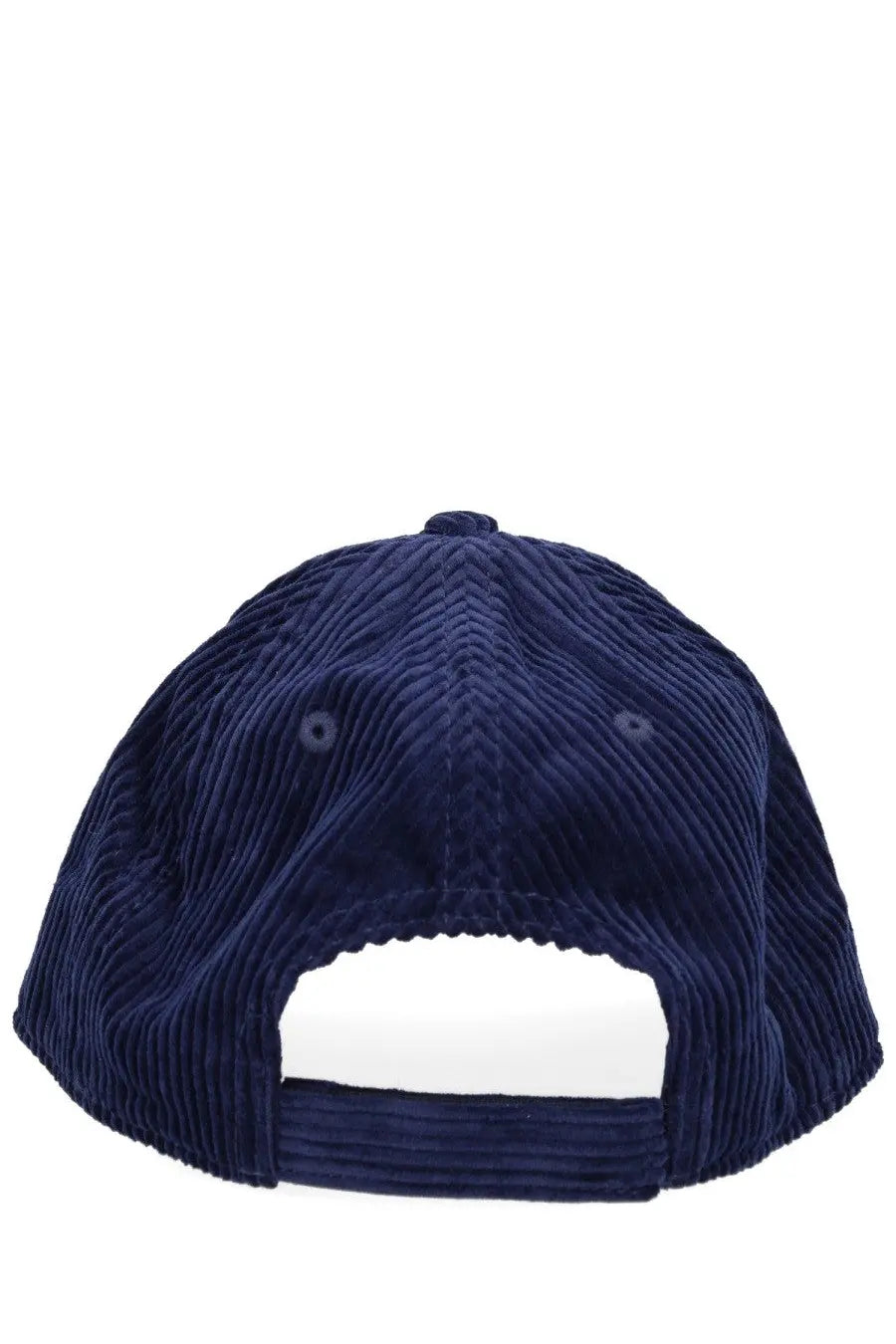 Navy blue corduroy baseball cap with white adjustable strap and button closure by mc2 saint barth men
