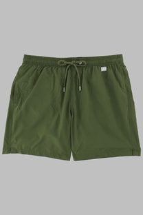 Olive green nylon swim trunks with drawstring waistband and silver-toned aglets mc2 saint barth men’s costume da bagno con coulisse green