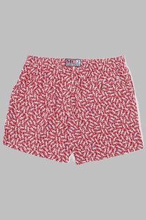 Mc2 saint barth men’s red and white paisley patterned boxer shorts with branded waistband label for casual wear