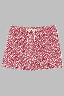 Mc2 Saint Barth men’s swim trunks with red and white pattern and drawstring waistband for beachwear