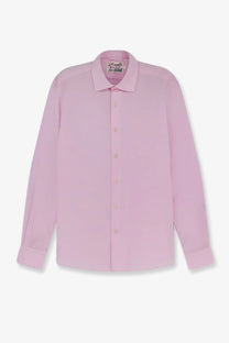 Mc2 Saint Barth men’s cotton shirt in soft pink with long sleeves classic collar and matching buttons