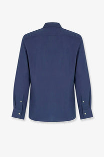 Navy blue Mc2 Saint Barth men’s ice cotton long-sleeved dress shirt with classic collar and buttoned cuffs