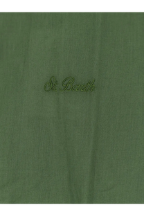 Olive green cotton t-shirt with subtle st detail from mc2 saint barth mens ice cotton shirt military collection