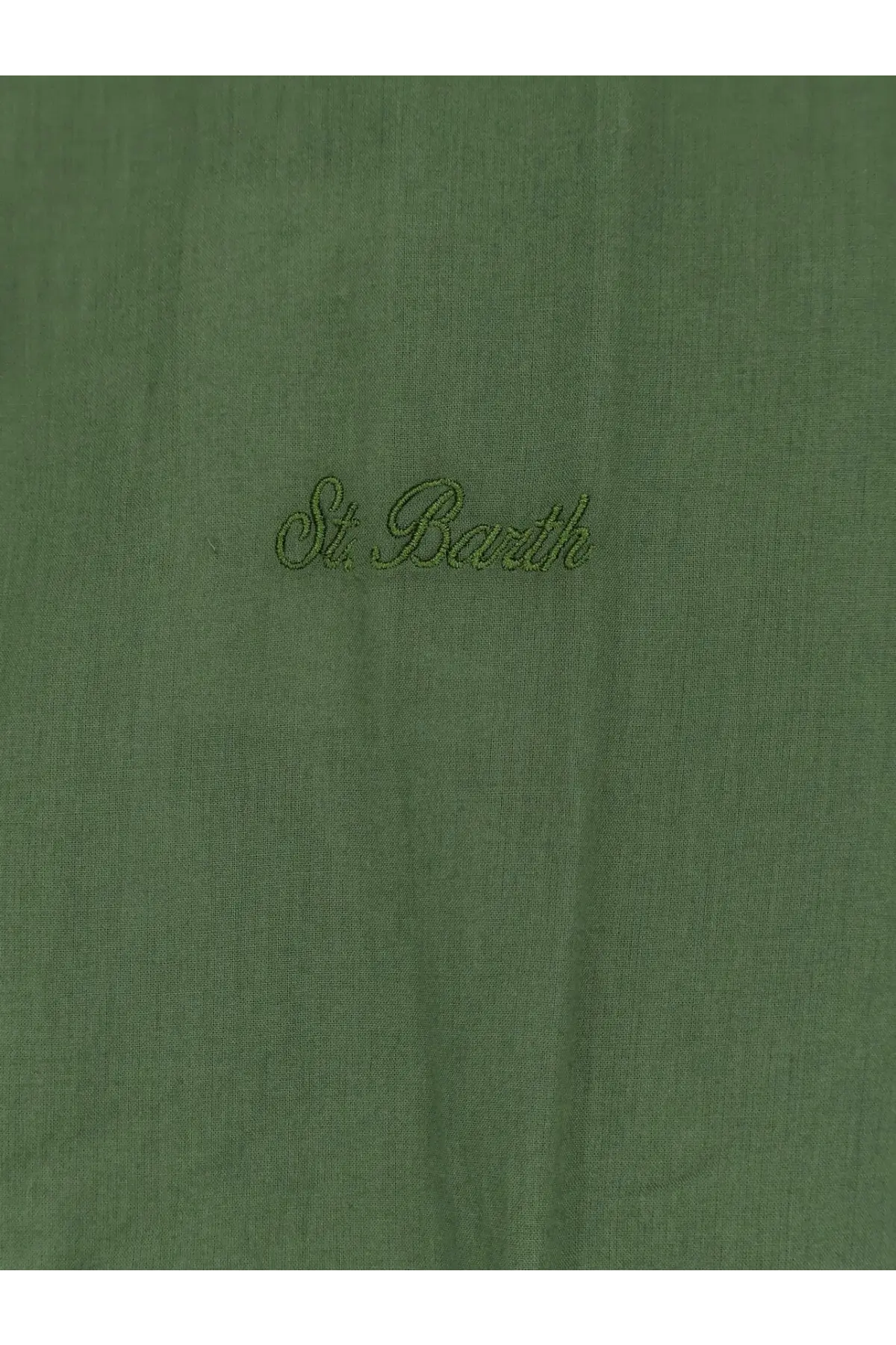 Olive green cotton t-shirt with subtle st detail from mc2 saint barth mens ice cotton shirt military collection