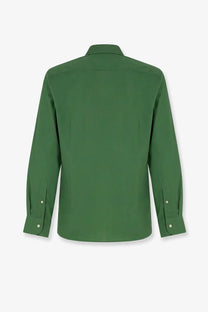 Mc2 Saint Barth men’s solid green ice cotton dress shirt with classic collar and buttoned cuffs military style