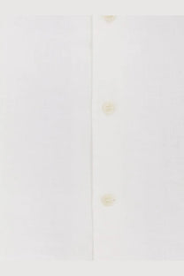 Mc2 saint barth men’s linen shirt white with cream-colored buttons and a classic button-down design