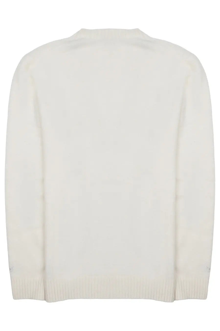 Cream-colored knit sweater with ribbed cuffs and hem made from alpaca wool by Mc2 Saint Barth in white color