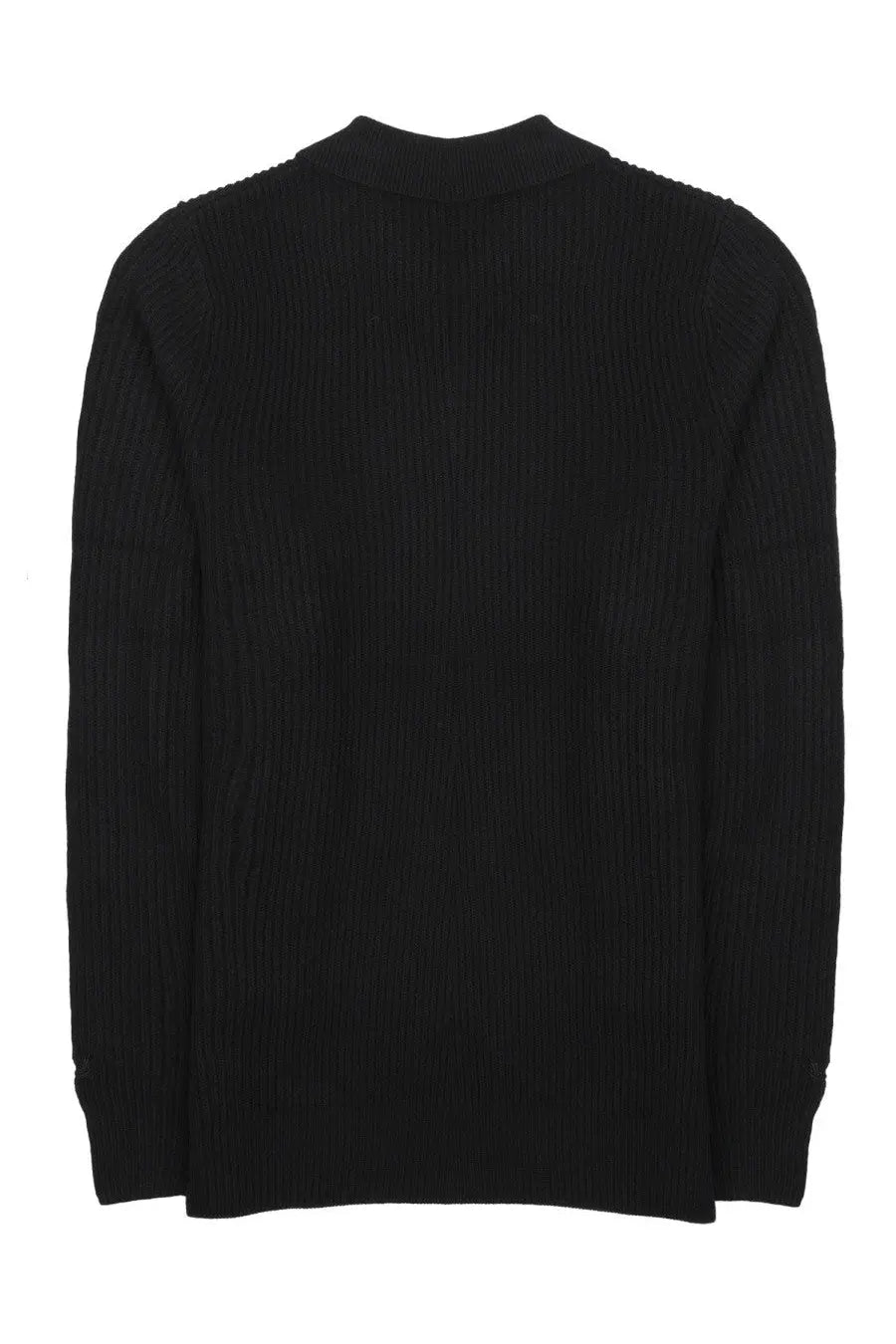 Mc2 Saint Barth men’s black ribbed knit sweater with crew neckline and long sleeves in soft knit fabric
