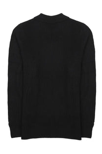 Mc2 Saint Barth men’s black ribbed knit sweater with crew neckline and long sleeves in soft knit fabric