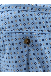 Mc2 Saint Barth men’s nylon swim shorts in blue with light blue cotton shorts and navy white floral motifs and button closure