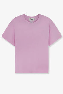 Mc2 Saint Barth men’s Orson cotton shirt in soft lavender with short sleeves and crew neck made of smooth cotton fabric
