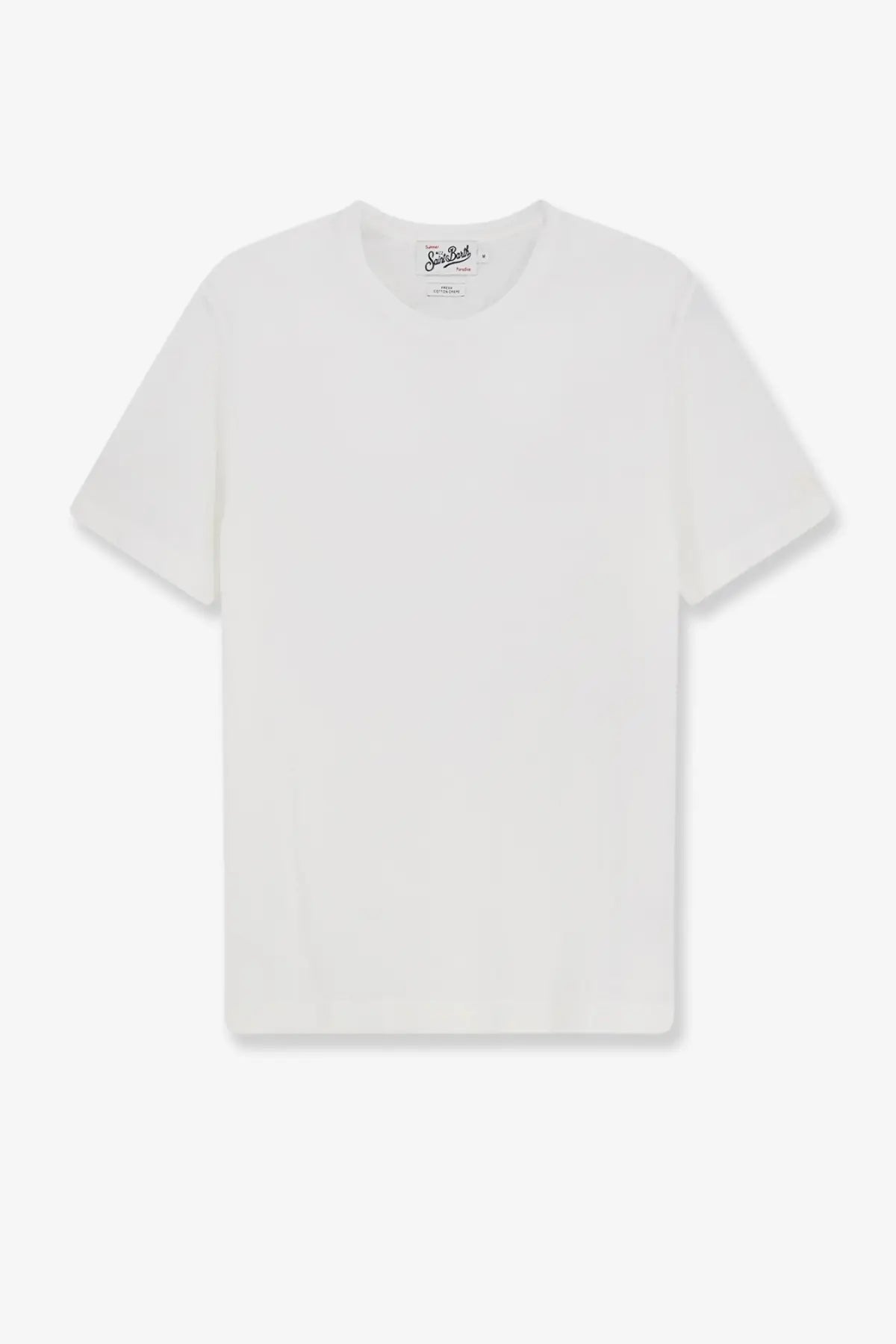 White crew-neck cotton t-shirt by mc2 saint barth featuring a minimalist design and soft fabric