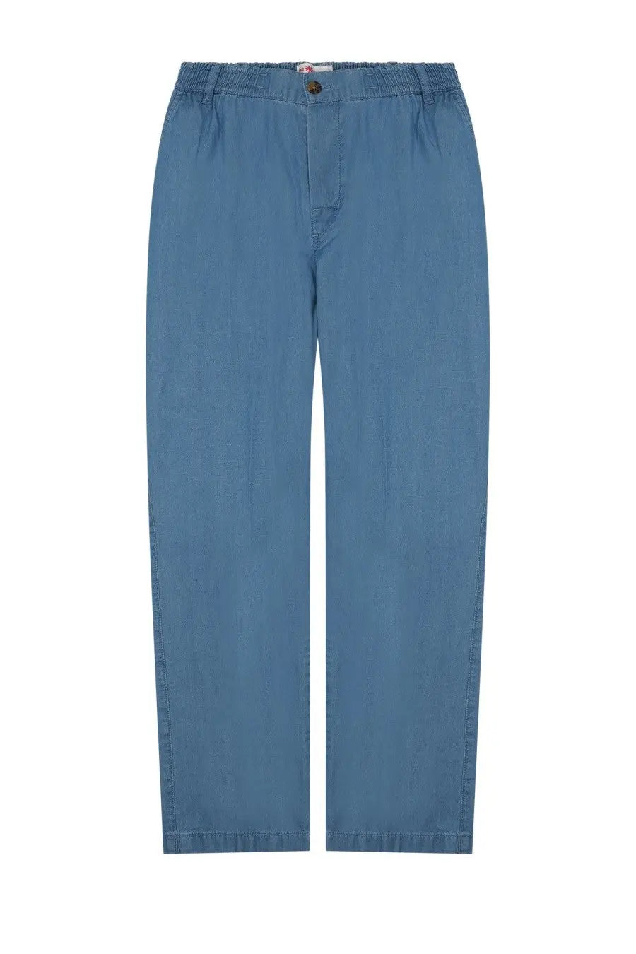 Mc2 Saint Barth men’s blue cotton chino pants with elastic waistband and single button closure for casual wear