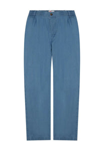 Mc2 Saint Barth men’s blue cotton chino pants with elastic waistband and single button closure for casual wear
