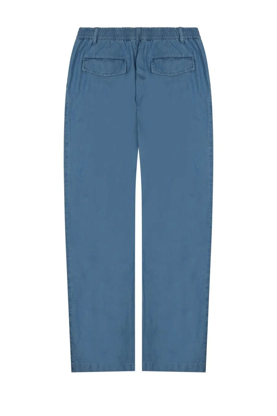 Blue denim style relaxed fit pants with elastic waistband from mc2 saint barth men’s collection in calais blue