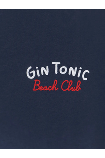 Navy blue Mc2 Saint Barth men’s Portland cotton t-shirt with gin tonic beach club white and red embroidery
