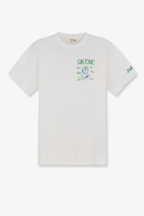 Mc2 Saint Barth men’s Portofino white cotton t-shirt with green and blue gin tonic graphic and illustrations of lime and tonic
