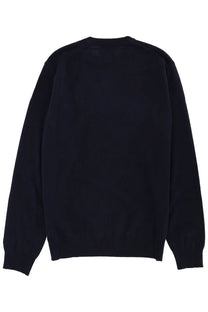 Black crewneck sweater with ribbed cuffs and hem by Mc2 Saint Barth for men in blue printed design