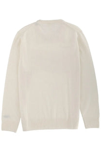Cream-colored long-sleeved knit sweater with ribbed crew neckline and cuffs from Mc2 Saint Barth men’s printed grey collection