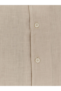 Men’s raphael linen shirt beige by Mc2 Saint Barth featuring a beige linen fabric with two white buttons