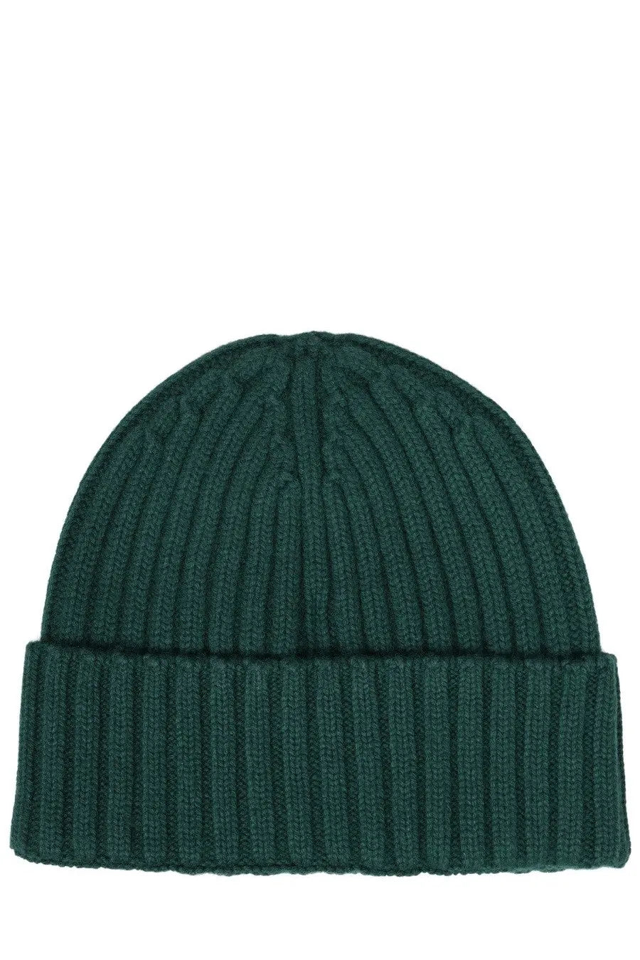 Dark green ribbed knit beanie with folded cuff mens ribbed hat by mc2 saint barth